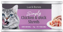 Load image into Gallery viewer, Lux &amp; Bones - Shreds Chicken &amp; Duck 70g x 24
